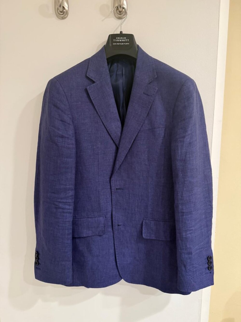 Slim Fit Linen Cotton Jacket (Cobalt Blue)